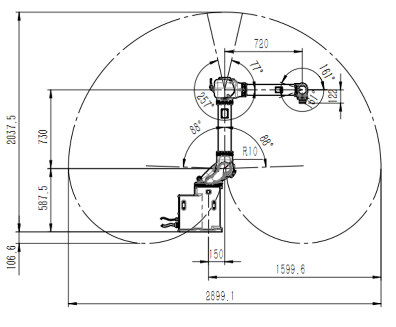 工業(yè)機器人運動范圍圖